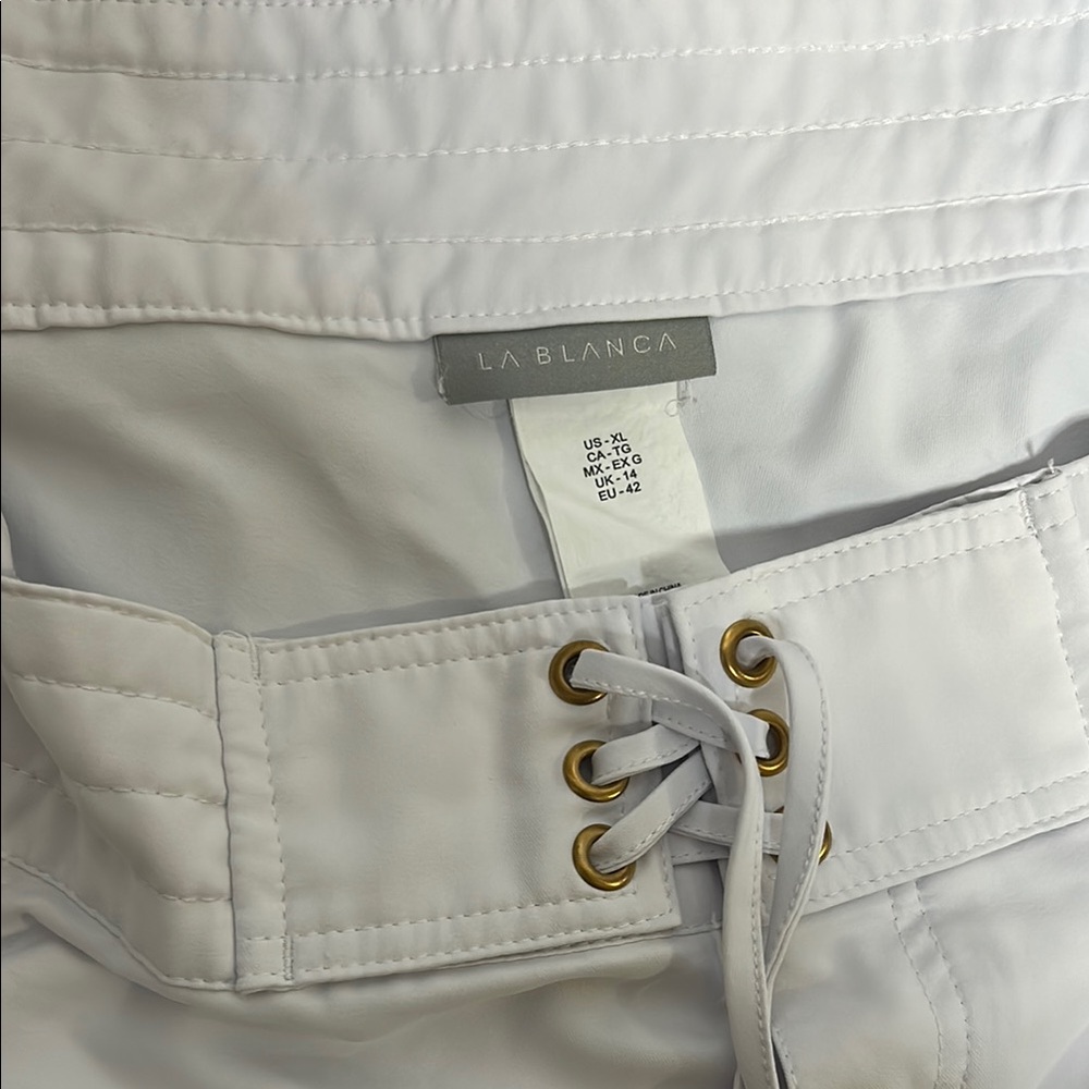 La Blanca Elegant White Lace-Up Swimsuit